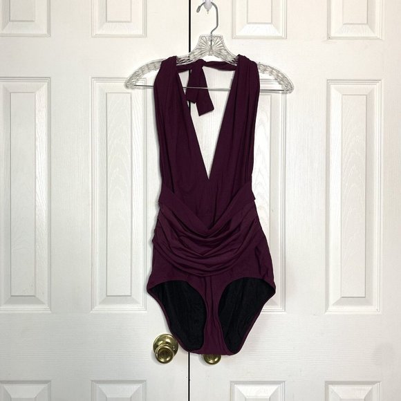 Dolce & Gabbana Deep-V Purple Halter Swimsuit - Picture 3 of 6